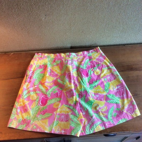 Lilly Pulitzer Shorts Size Small Pattern Juice Bar Button Zipper Closure Pockets - Picture 3 of 4